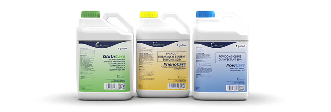 Multi-dose veterinary disinfectants for topical use on livestock animals.