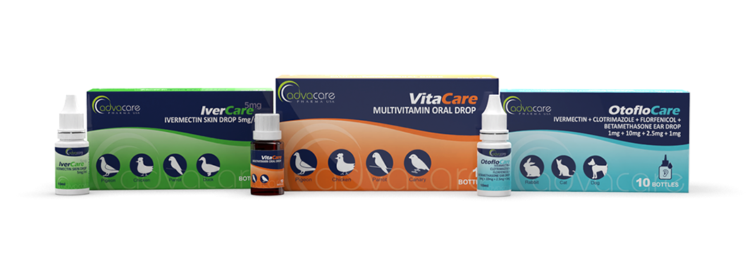 Médicament vétérinaire sous forme de gouttes pour volailles et autres animaux.