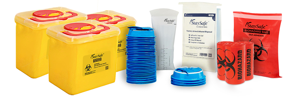 Productos de eliminación de desechos médicos y contenedores para la gestión segura de desechos.