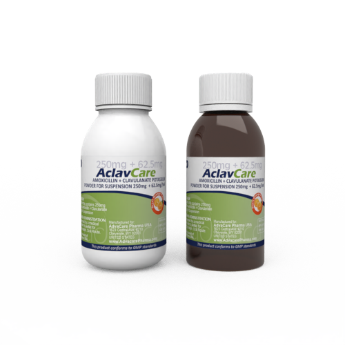 Amoxicilline + Acide Clavulanique pour Suspension Orale (1 flacon en plastique blanc et 1 flacon en plastique ambre)