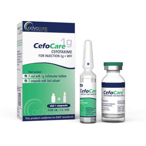 Cefotaxima Sódica para Inyección (1 caja, 1 frasco y 1 ampolla de agua para inyección (WFI))