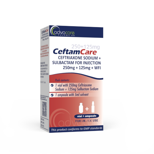 Ceftriaxone + Sulbactam pour Injection (boîte de 1 flacon et 1 ampoule de WFI)