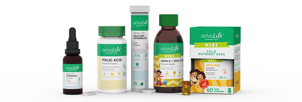 Suppléments de vitamines et de minéraux fabriqués par AdvaCare Pharma.