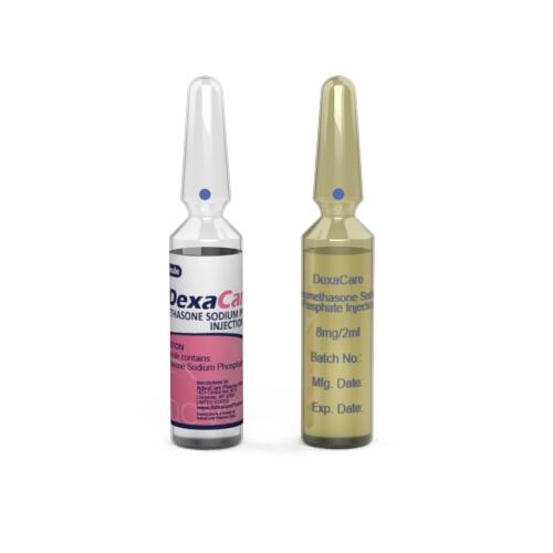 Inyección de Dexametasona (1 impresión de ampolla cerámica y 1 etiquetado de ampolla)
