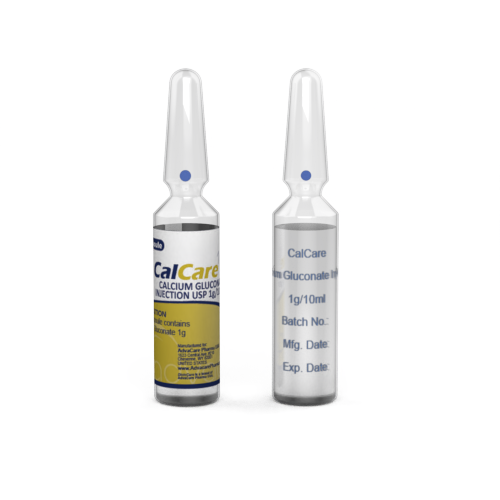Gluconate de calcium pour injection 10 % (1 impression de flacon céramique et 1 étiquetage de flacon)