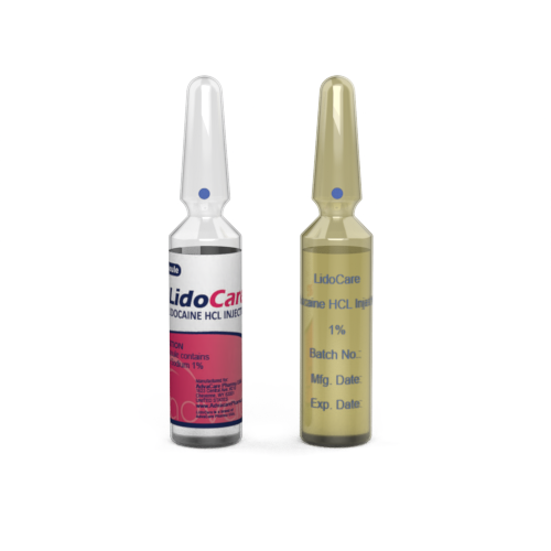 Injection de Lidocaïne HCl (1 impression de flacon céramique et 1 étiquetage de flacon)