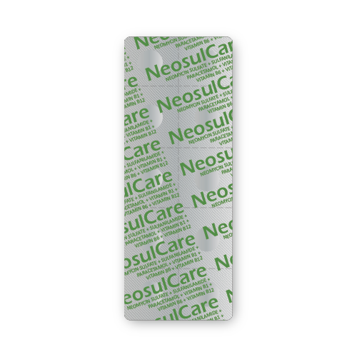 Neomycin Sulfate + Sulfanilamide + Paracetamol + Vitamin B1 + Vitamin B6 + Vitamin B12 Tablets (blister of 10 tablets)