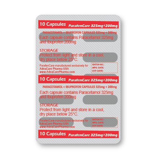 Paracetamol + Ibuprofen Capsules (blister of 10 capsules) Paracetamol + Ibuprofen Capsules (blister of 10 capsules)
