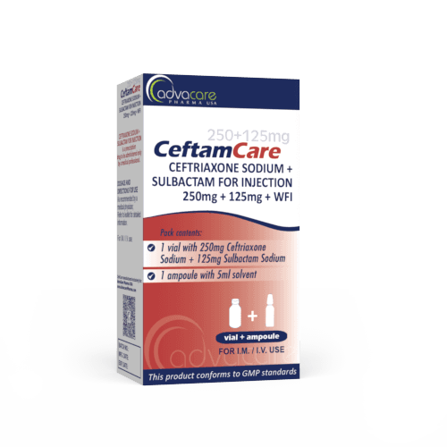 Ceftriaxone + Sulbactam pour Injection (boîte de 1 flacon et 1 ampoule de WFI)
