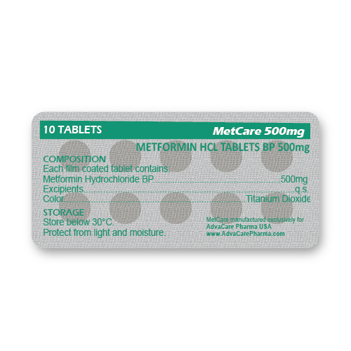 Metformin HCl Tablets (blister of 10 tablets)