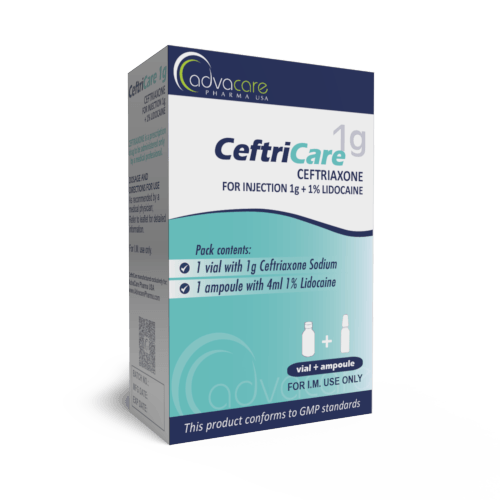 Ceftriaxone Sodium with Lidocaine HCl for Injection (box of 1 vial and 1 Lidocaine HCl ampoule)