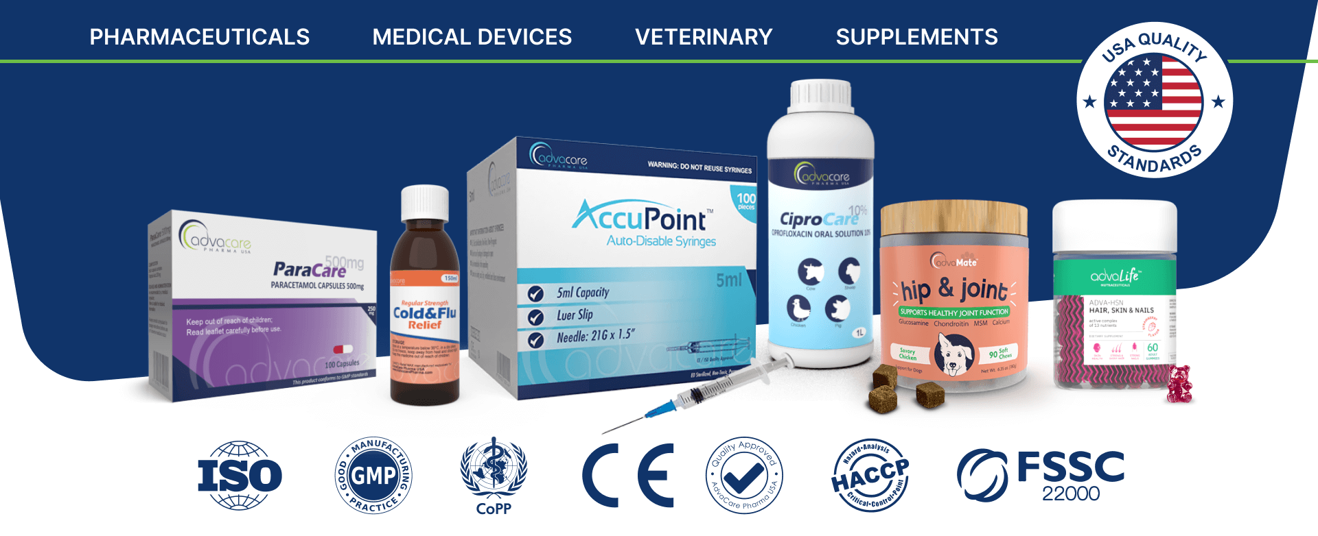 AdvaCare Pharma has 4 Ranges of Pharmaceuticals All Certified with International Qualifications