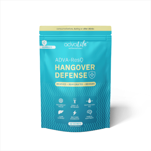 Hangover Gummies(AdvaLife Adva-ResQ resealable pouch with 10 sachets. Bulk DHM and NAC gummies for alcohol metabolism.)