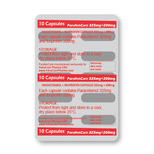 Paracetamol + Ibuprofeno Cápsulas (ampolla de 10 cápsulas)