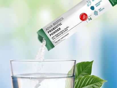 Suplementos en forma de dosificación en polvo envasados en un sobre.