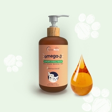 Huile de poisson Oméga-3 pure pour chiens et chats, soutient les articulations et le système immunitaire.