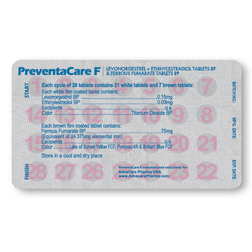 Comprimés de Lévonorgestrel + Éthinylestradiol (blister de 28 comprimés)