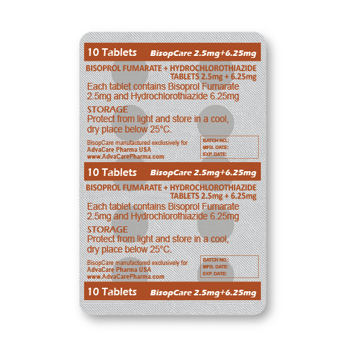 Bisoprolol + Hydrochlorothiazide Tablets (blister of 10 tablets)