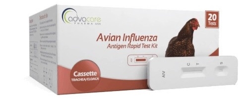 Caja con kit de prueba de influenza aviar