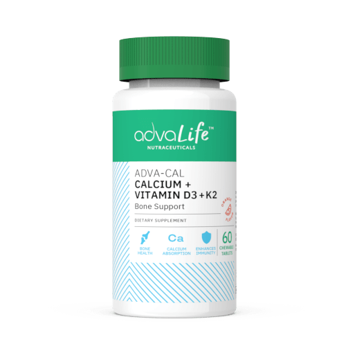 Comprimés de Vitamines Calcium + D3 + K2 (bouteille de 60 comprimés à croquer)