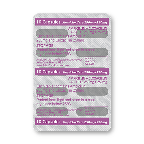 Ampicillin + Cloxacillin Capsules (blister of 10 capsules)