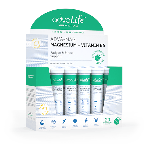 Comprimés Effervescents de Magnesium + Vitamine B6 (boîte de 12 tubes)