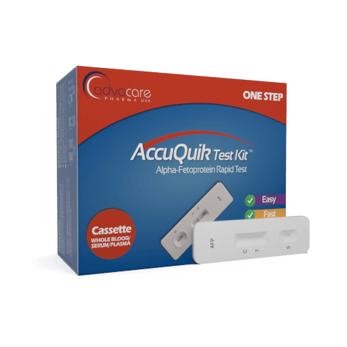 a box of AdvaCare Pharma USA AccuQuik AFP Test Kit