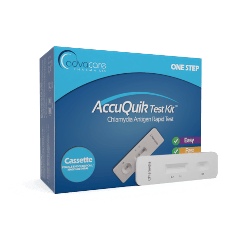 a box of advacare pharma usa AccuQuik Chlamydia Test Kits