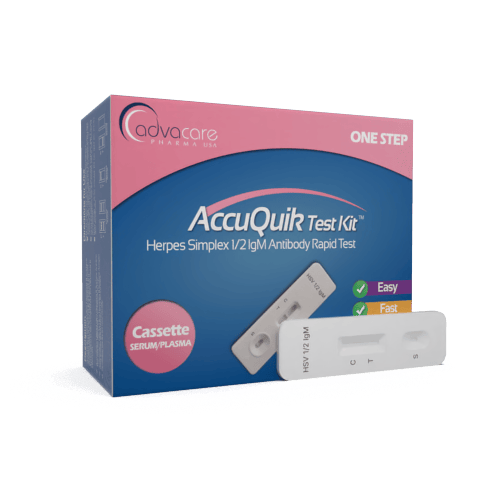 a box of advacare pharma usa AccuQuik Herpes Simplex Test kit
