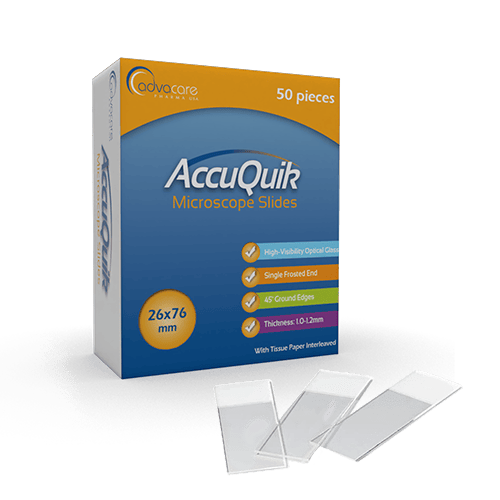 two boxes of advacare pharma usa AccuQuik Microscope Slides
