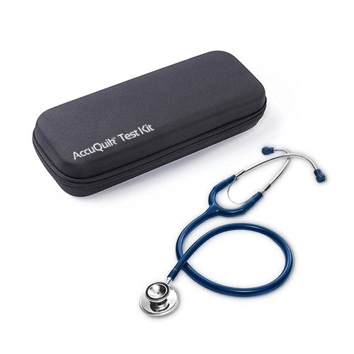 an accuquik stethoscope into its portable bag