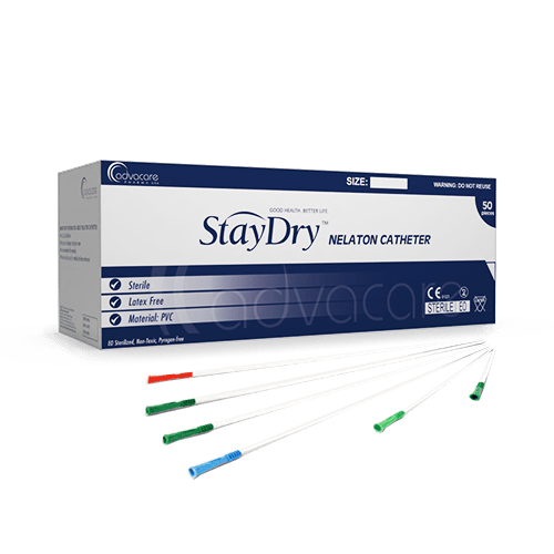 a box of advacare pharma usa StayDry Incontinence Products Nelaton Catheter