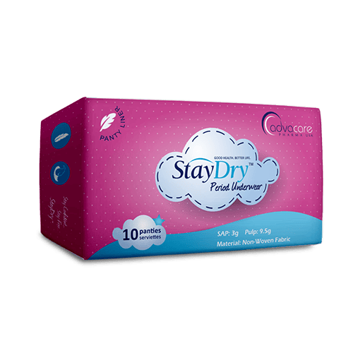 a polybag of advacare pharma usa StayDry Incontinence Products period underwear