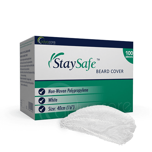 a box of advacare pharma usa StaySafe Medical Clothing beard covers