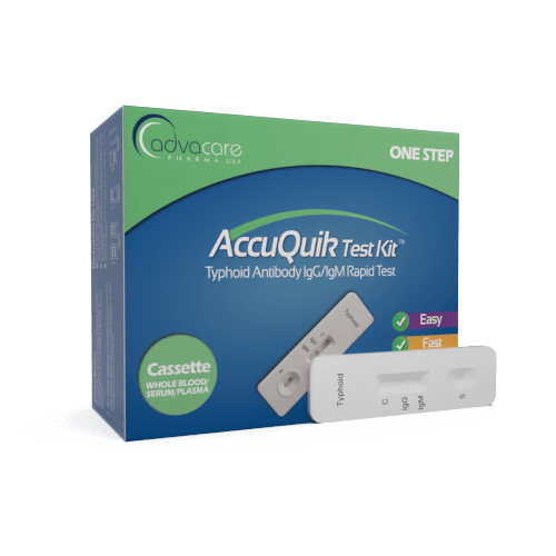 an advacare pharma accuquik typhoid test kit box