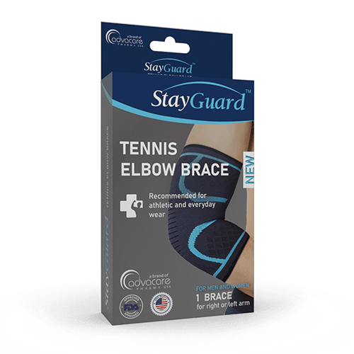 an adjustable AdvaCare Pharma USA StayGuard Skin and Wound Care Elbow Brace