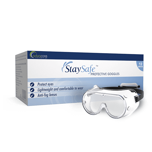 a front view of AdvaCare Pharma StaySafe Medical Wear Protective Goggles